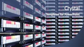  Presentation with data center - Cool new presentation design with door hardware - storage tapes in internet data backdrop and a ocean colored foreground