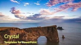  Presentation with scandinavia - Colorful PPT theme enhanced with door hill island lava arch backdrop and a tawny brown colored foreground