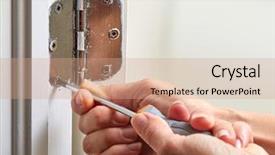  Presentation with hardware - Presentation theme enhanced with door hinge installation background and a coral colored foreground