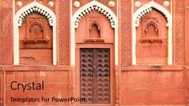  Presentation with india fort - PPT theme having door in red fort agra background and a red colored foreground