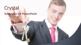  Presentation with home based business - Theme featuring door manned security - business man giving you background and a sky blue colored foreground