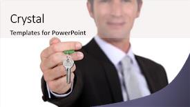  Presentation with house key - Presentation design with door manned security - estate agent with a house background and a lemonade colored foreground