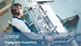  Presentation with plastic manufacturing - Presentation featuring door manufacturing worker cutting pvc background and a ocean colored foreground