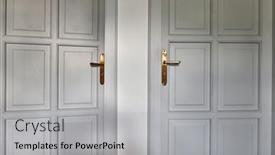  Presentation with room - PPT layouts enhanced with door-of-a-room-left background and a light gray colored foreground