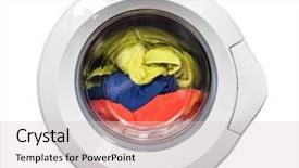  Presentation with china clothes washing machine - Beautiful slide deck featuring door of washing machine isolated backdrop and a lemonade colored foreground