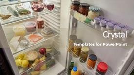  Presentation with fridge - Colorful PPT layouts enhanced with door opening looking for food backdrop and a coral colored foreground