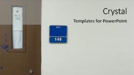  Presentation with world class manufacturing - Slide set having door plate - class room door background and a light gray colored foreground