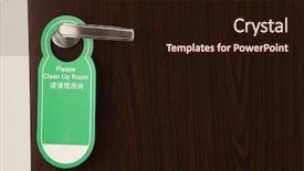  Presentation with hang - PPT theme having door sign clean up my room hang on door handle background and a wine colored foreground