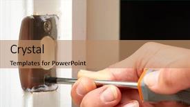  Presentation with hardware - PPT theme consisting of door strike plate installation background and a coral colored foreground