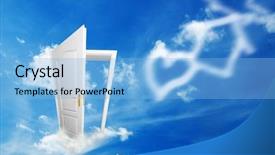  Presentation with new era - Slides consisting of door to new world open background and a light blue colored foreground