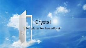  Presentation with open door - Presentation theme enhanced with end of crisis economic recovery background and a ocean colored foreground