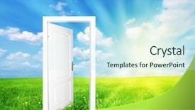  Presentation with world vision - Theme enhanced with door to new world see background and a sky blue colored foreground