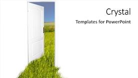  Presentation with new world order - Slide set with door to the new world background and a white colored foreground