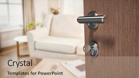  Presentation with key kiosk - Theme having doorknob - brown door with key background and a  colored foreground