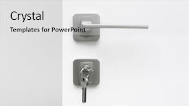  Presentation with doorknob - Slide set consisting of doorknob - bunch of keys background and a  colored foreground