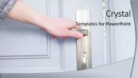  Presentation with hand world hands of jesus - Colorful presentation enhanced with doorknob - hand and the door handle backdrop and a sky blue colored foreground