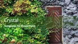  Presentation with wall - Presentation theme having doorknob - old wooden door background and a forest green colored foreground