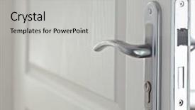  Presentation with doorknob - Amazing PPT layouts having doorknob - part of door with silver backdrop and a light gray colored foreground