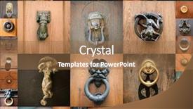  Presentation with doorknob - Cool new presentation design with doorknobs of ancient doors backdrop and a coral colored foreground