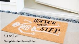  Presentation with open doors keys - Colorful slide set enhanced with doormat outside open front door backdrop and a lemonade colored foreground