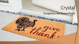  Presentation with open door policy health care - Cool new slide deck with doormat outside open front door backdrop and a light gray colored foreground