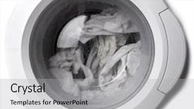  Presentation with clothes washing machine - Colorful slide set enhanced with doors closing - close-up of a washing machine backdrop and a light gray colored foreground