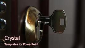  Presentation with lock key - Audience pleasing slides consisting of doors closing - door lock with key close-up backdrop and a wine colored foreground