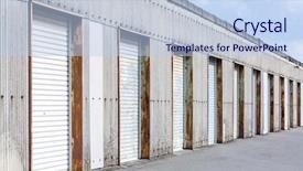  Presentation with storage - Beautiful PPT theme featuring doors closing - self storage unit shutter door backdrop and a light blue colored foreground