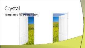  Presentation with new world order - Amazing slide set having doors to the new world backdrop and a white colored foreground