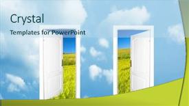  Presentation with new world order - Presentation enhanced with doors to the new world background and a sky blue colored foreground