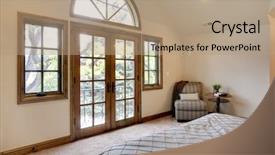  Presentation with windows doors - Beautiful presentation theme featuring doors windows - bedroom balcony backdrop and a coral colored foreground