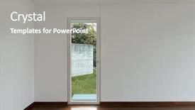  Presentation with welcome to apartment - Slide deck with doors windows - new apartment door window background and a  colored foreground