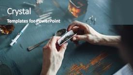  Presentation with drug addict - Amazing theme having dope - drug addict hands prepares backdrop and a ocean colored foreground