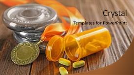  Presentation with drugs - Audience pleasing PPT theme consisting of dope - drugs medal and weight disks backdrop and a coral colored foreground