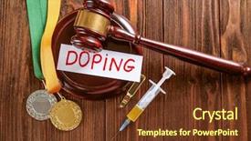  Presentation with syringe - Colorful slides enhanced with dope - gavel word doping and syringe backdrop and a tawny brown colored foreground