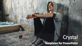  Presentation with ental syringe - PPT theme having dope - junkie with syringe sitting background and a dark gray colored foreground