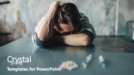  Presentation with drugs - Beautiful slides featuring dope - male junkie at the table backdrop and a gray colored foreground