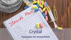  Presentation with drugs - Slide deck with dope - notebook and drugs on wooden background and a sky blue colored foreground