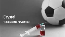  Presentation with syringe - Cool new PPT theme with dope - syringe and soccer ball doping backdrop and a dark gray colored foreground