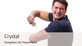  Presentation with concept - Cool new PPT theme with dope - young man in doping concept backdrop and a sky blue colored foreground