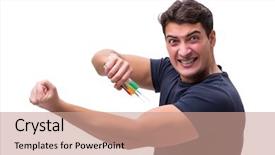  Presentation with concept - PPT layouts enhanced with dope - young man in doping concept background and a coral colored foreground