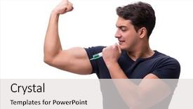  Presentation with human rights concept chained man - Colorful slide set enhanced with dope - young man in doping concept backdrop and a light gray colored foreground