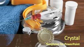  Presentation with medal - Theme enhanced with dope in sports dumbbell medal background and a tawny brown colored foreground