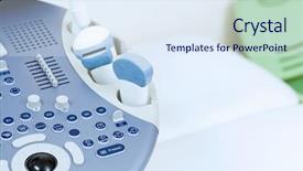  Presentation with ultrasound - Colorful slide set enhanced with doppler - close up of ultrasound device backdrop and a sky blue colored foreground