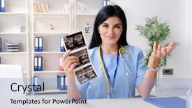  Presentation with gynecologist - Colorful presentation theme enhanced with doppler - female doctor gynecologist working backdrop and a  colored foreground