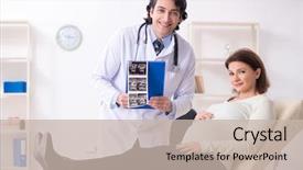  Presentation with pregnant woman doctor - Audience pleasing slide set consisting of doppler - old pregnant woman visiting young backdrop and a  colored foreground