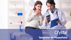  Presentation with pregnant woman doctor - Presentation enhanced with doppler - old pregnant woman visiting young background and a  colored foreground