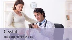  Presentation with medicine pregnant woman - Audience pleasing presentation theme consisting of doppler - old pregnant woman visiting young backdrop and a  colored foreground