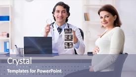  Presentation with pregnant woman in hospital - Beautiful presentation design featuring doppler - old pregnant woman visiting young backdrop and a  colored foreground