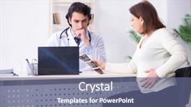  Presentation with pregnant woman doctor - Presentation design with doppler - old pregnant woman visiting young background and a  colored foreground